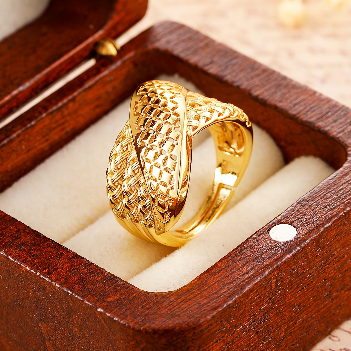 Delicate Minimalist Golden-Tone Open Ring for Women